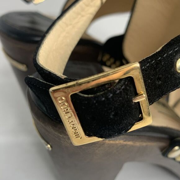 Jimmy Choo black suede leather studded clog heels - Picture 4 of 10